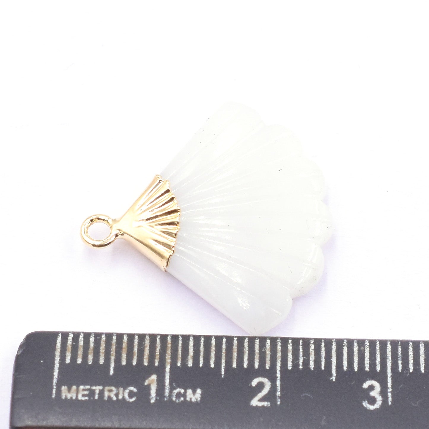 White Agate 19 MM Feather Shape Gold Electroplated Pendant