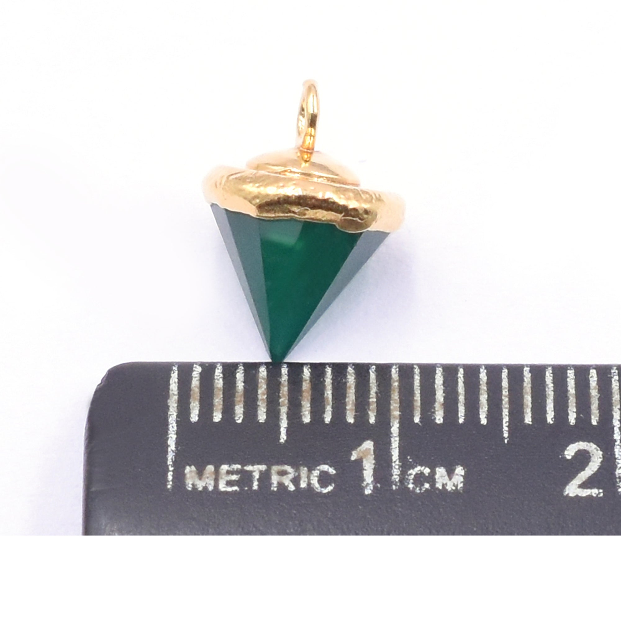 Green Onyx 9X10 MM Cone Shape Gold Electroplated Pendant (Set Of 2 Pcs) - Jaipur Gem Factory