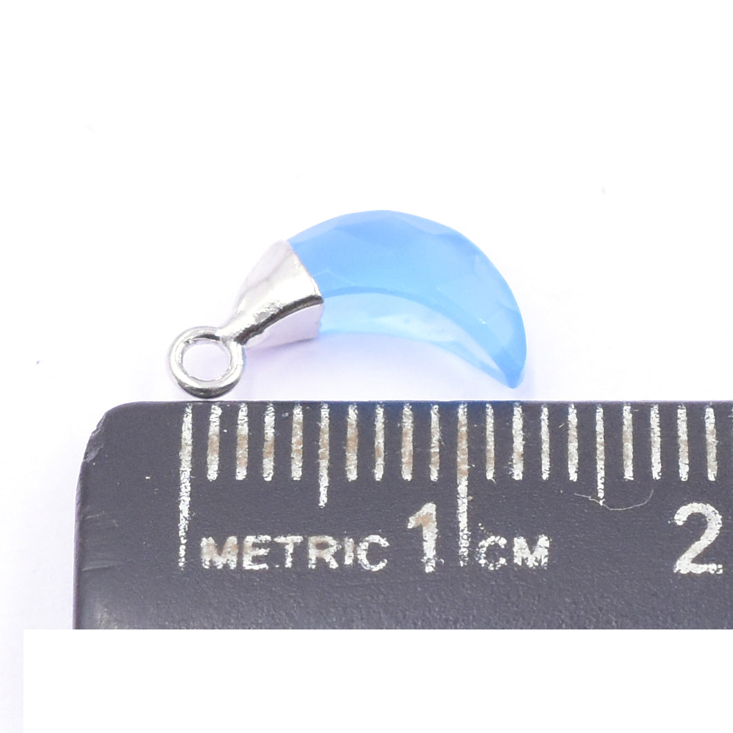 silver electroplated Blue Chalcedony connector in moon shape