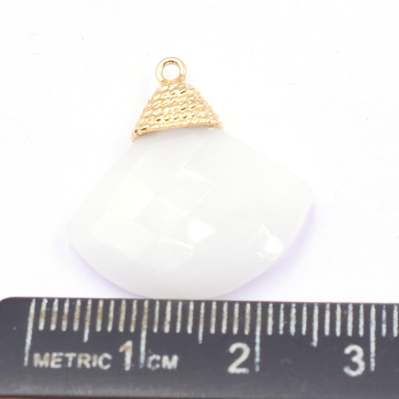 White Agate 22X24 MM Feather Shape Twisted Wire Silver Bezel Vermeil Pendant