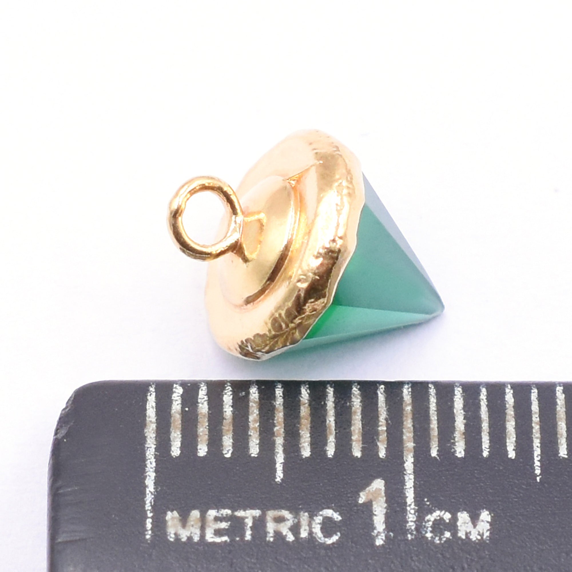Green Onyx 9X10 MM Cone Shape Gold Electroplated Pendant (Set Of 2 Pcs) - Jaipur Gem Factory