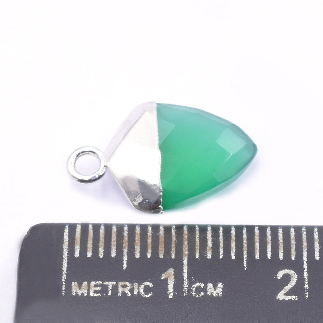 Green Onyx 13X10 MM Shield Shape Rhodium Electroplated Pendant ( Set Of 2 Pcs)