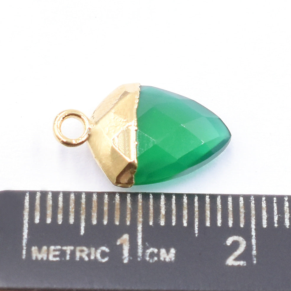 Green Onyx 13X10 MM Shield Shape Gold Electroplated Pendant ( Set Of 2 Pcs)