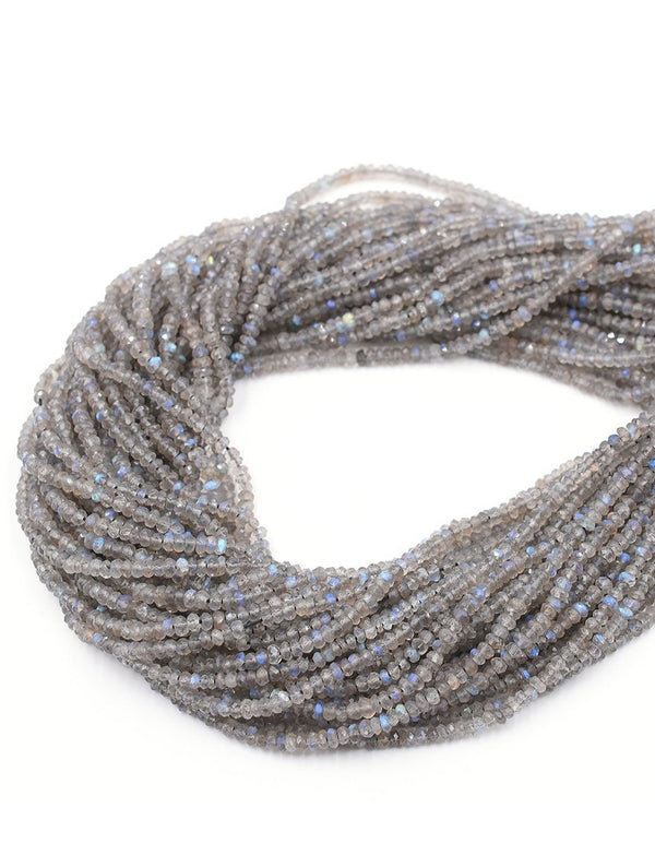 Labradorite 3 To 4 MM Faceted Rondelle Shape Beads Strand - Jaipur Gem Factory
