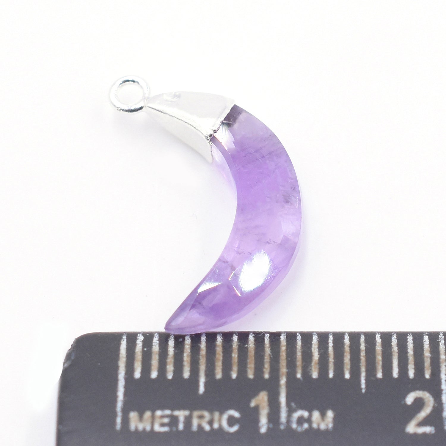 Amethyst 12X5 MM Moon Shape Rhodium Electroplated Pendant (Set Of 2 Pcs)