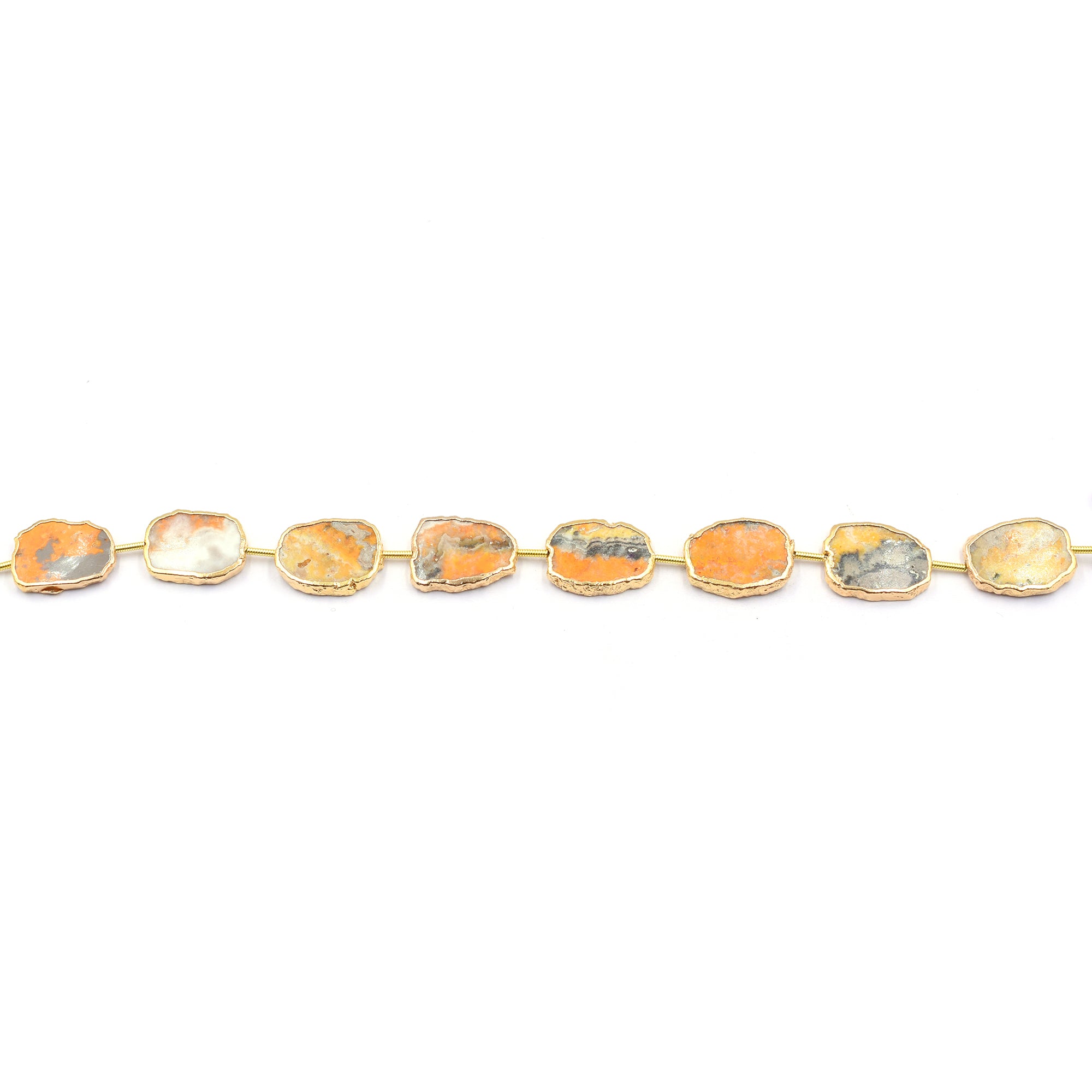 Bumble Bee Jasper 16X12 MM Uneven Shape Straight Drilled Gold Electroplated Strand