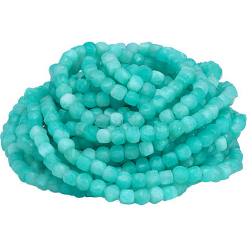 Amazonite 4X4 MM Faceted Cube Shape Beads Strand