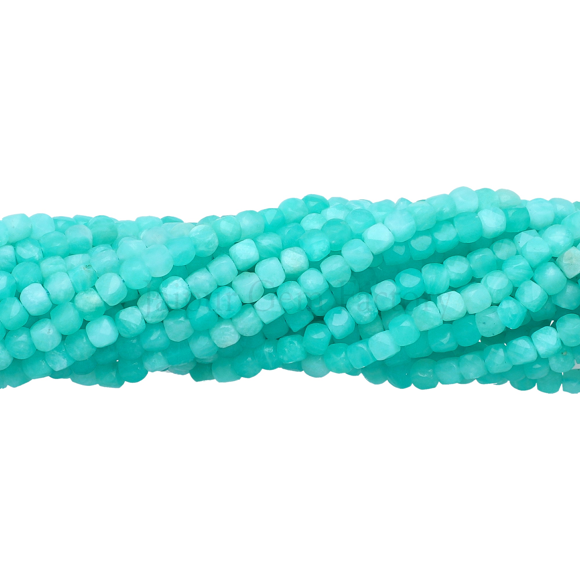 Amazonite 4X4 MM Faceted Cube Shape Beads Strand