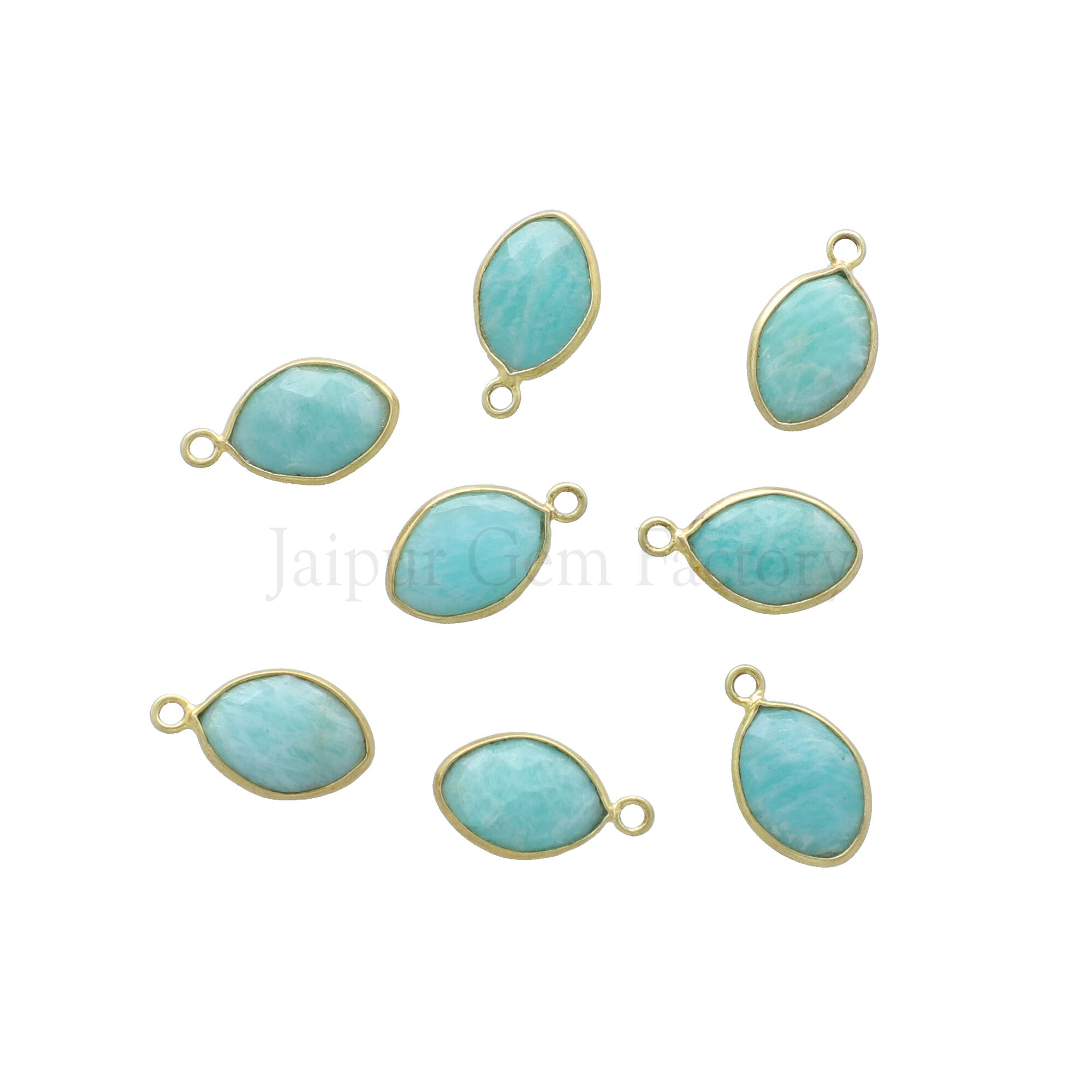 13X9 MM Vermeil Sterling Silver Bezel Amazonite Faceted Marquise Pendant