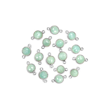 Amazonite Round Silver Bezel Connector
