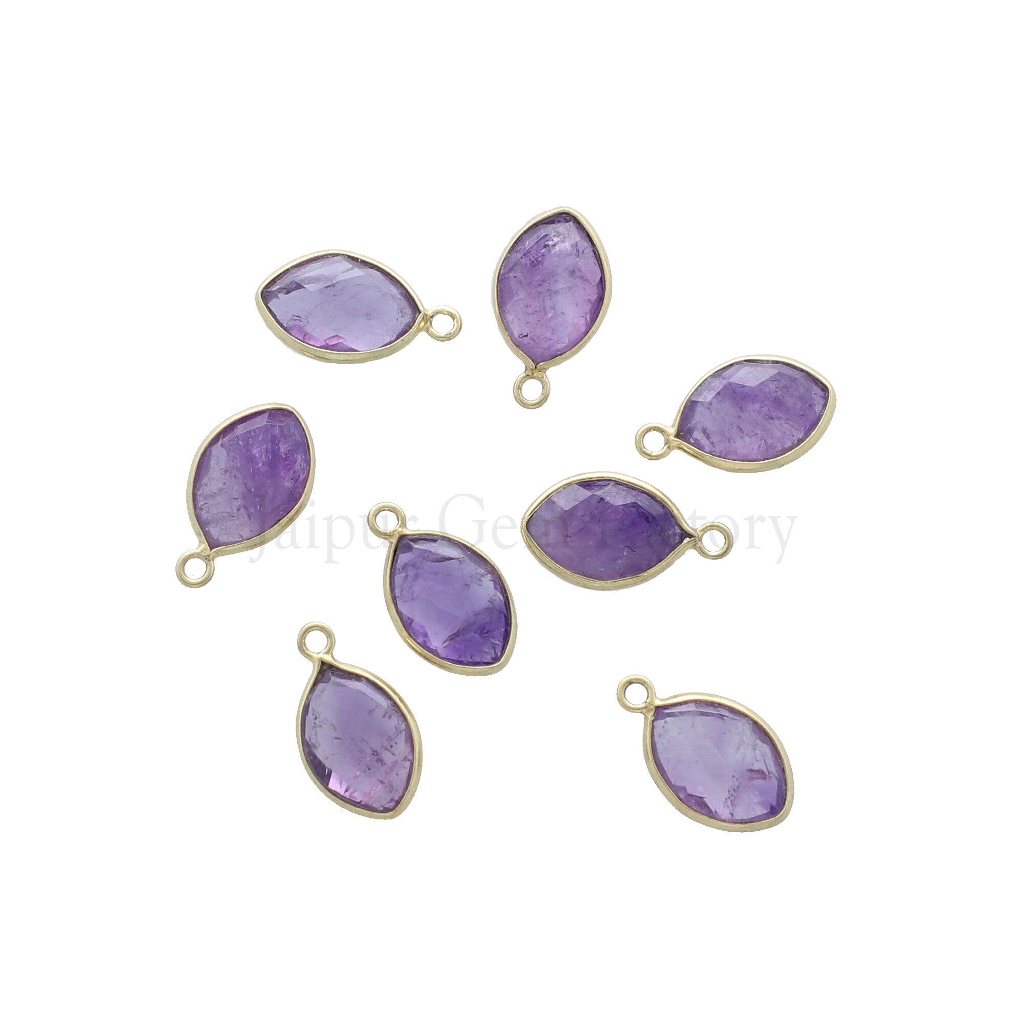 13X9 MM Vermeil Sterling Silver Bezel Amethyst Faceted Marquise Pendant