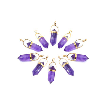 Amethyst Bullet Shape Silver Bezel Vermeil Pendant
