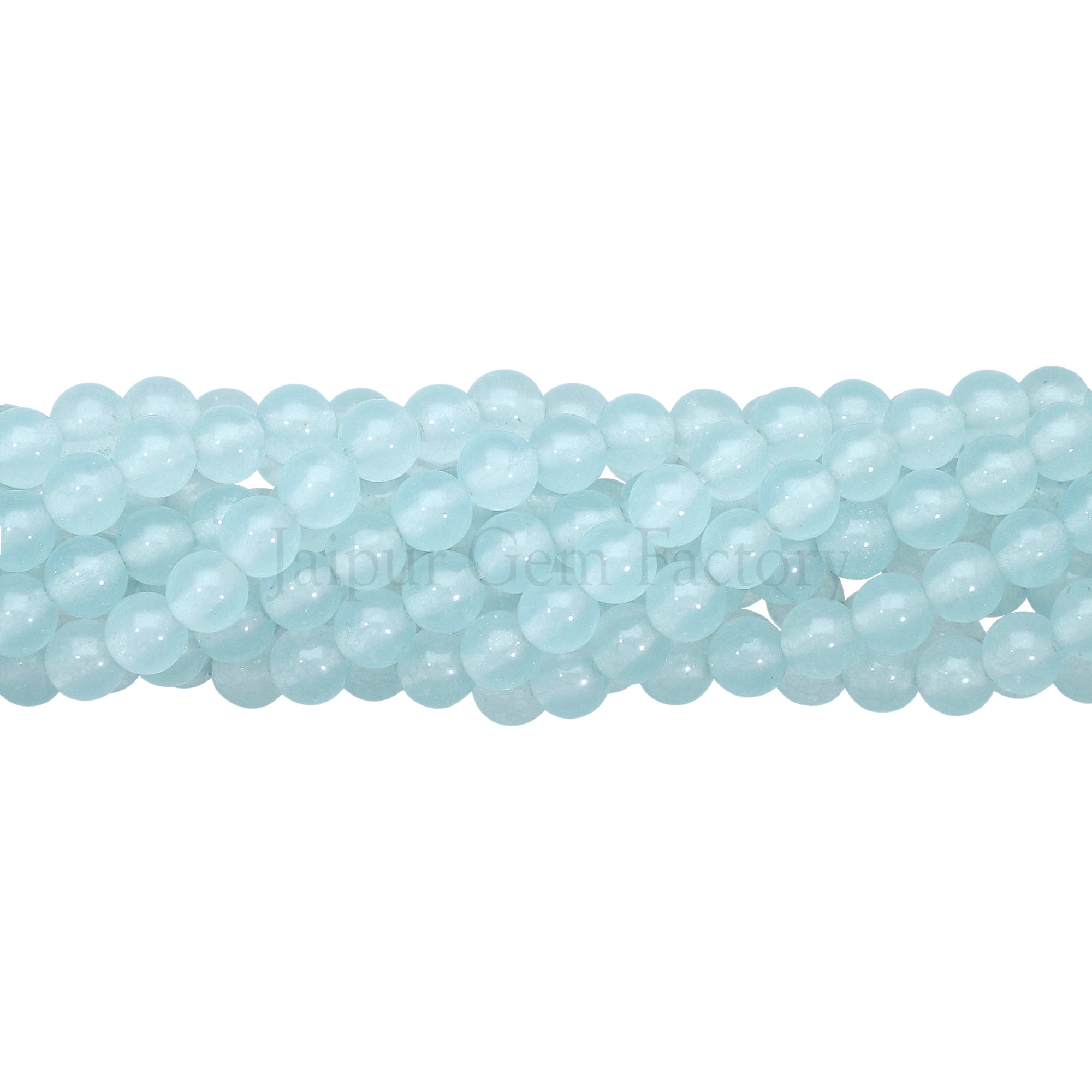 6 MM Aqua Blue Dyed Jade Smooth Round Beads 15 Inches Strand