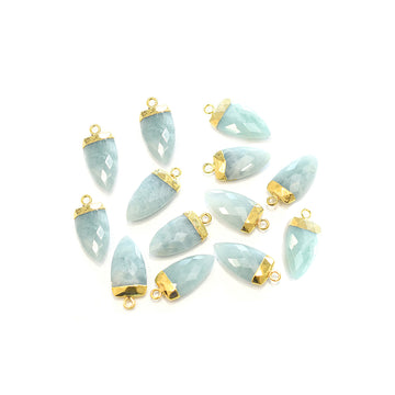 Aquamarine 14X9 MM Arrow Shape Gold Electroplated Pendant