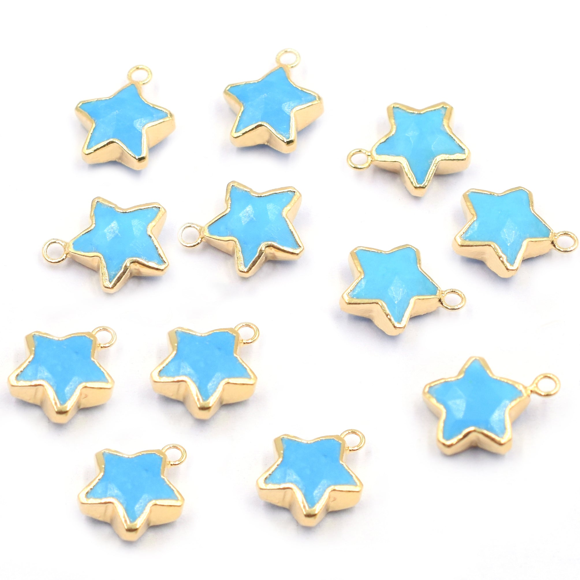 Howlite 10 To 11 MM Star Shape Gold Electroplated Pendant (Set Of 2 Pcs)