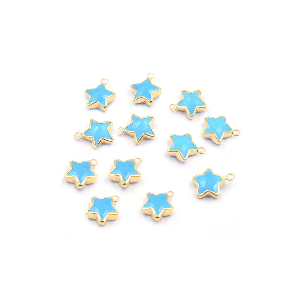 Howlite 10 To 11 MM Star Shape Gold Electroplated Pendant (Set Of 2 Pcs)
