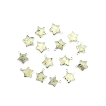 Prehnite 10 To 11 MM Star Shape Rhodium Electroplated Pendant (Set Of 2 Pcs)