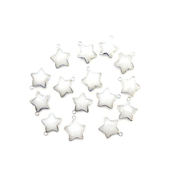 White Agate 10 To 11 MM Star Shape Rhodium Electroplated Pendant (Set Of 2 Pcs)