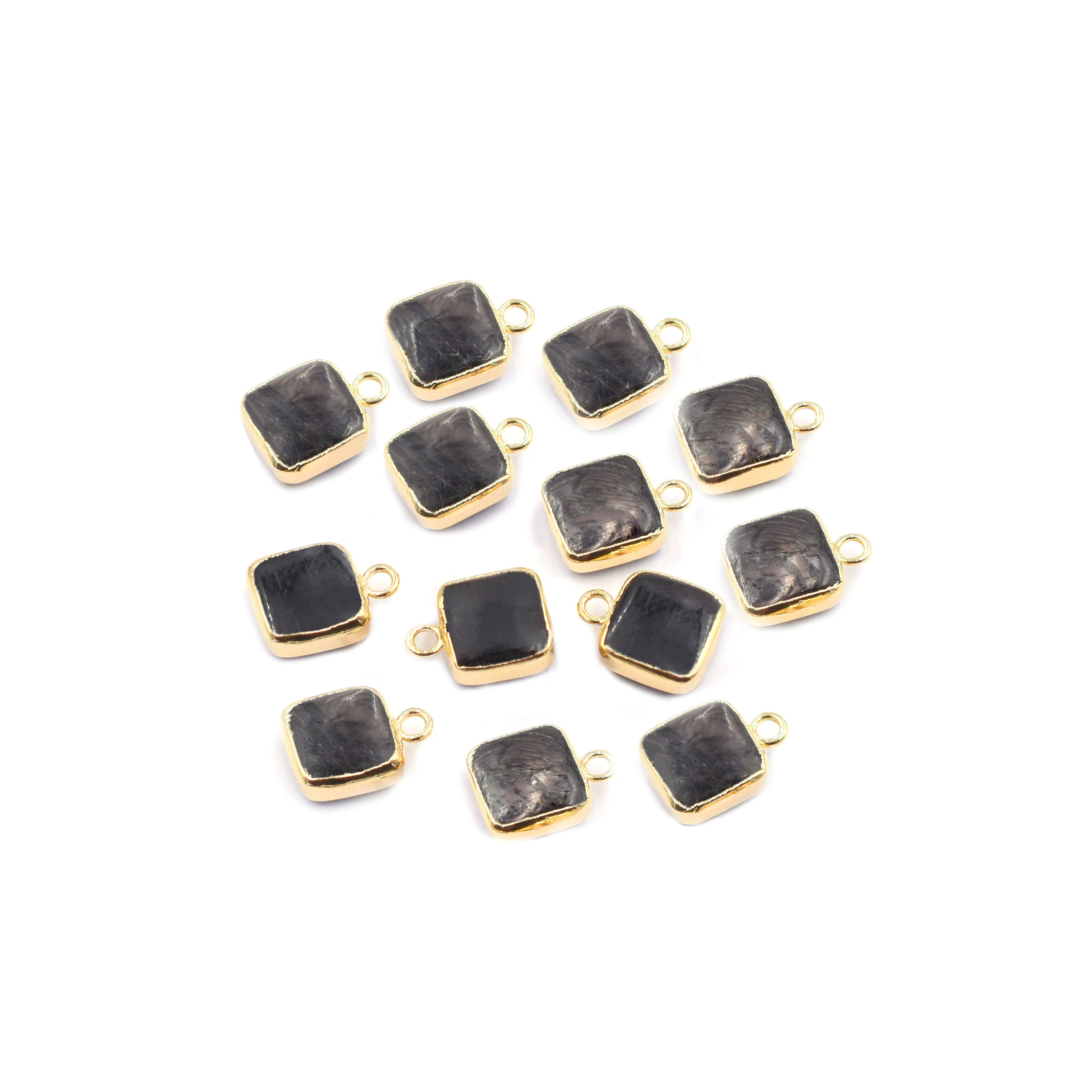 Hypersthene 10 MM Square Shape Gold Electroplated Pendant