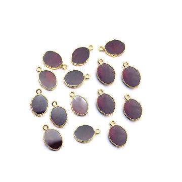 Garnet 12X10 MM Oval Shape Gold Electroplated Pendant