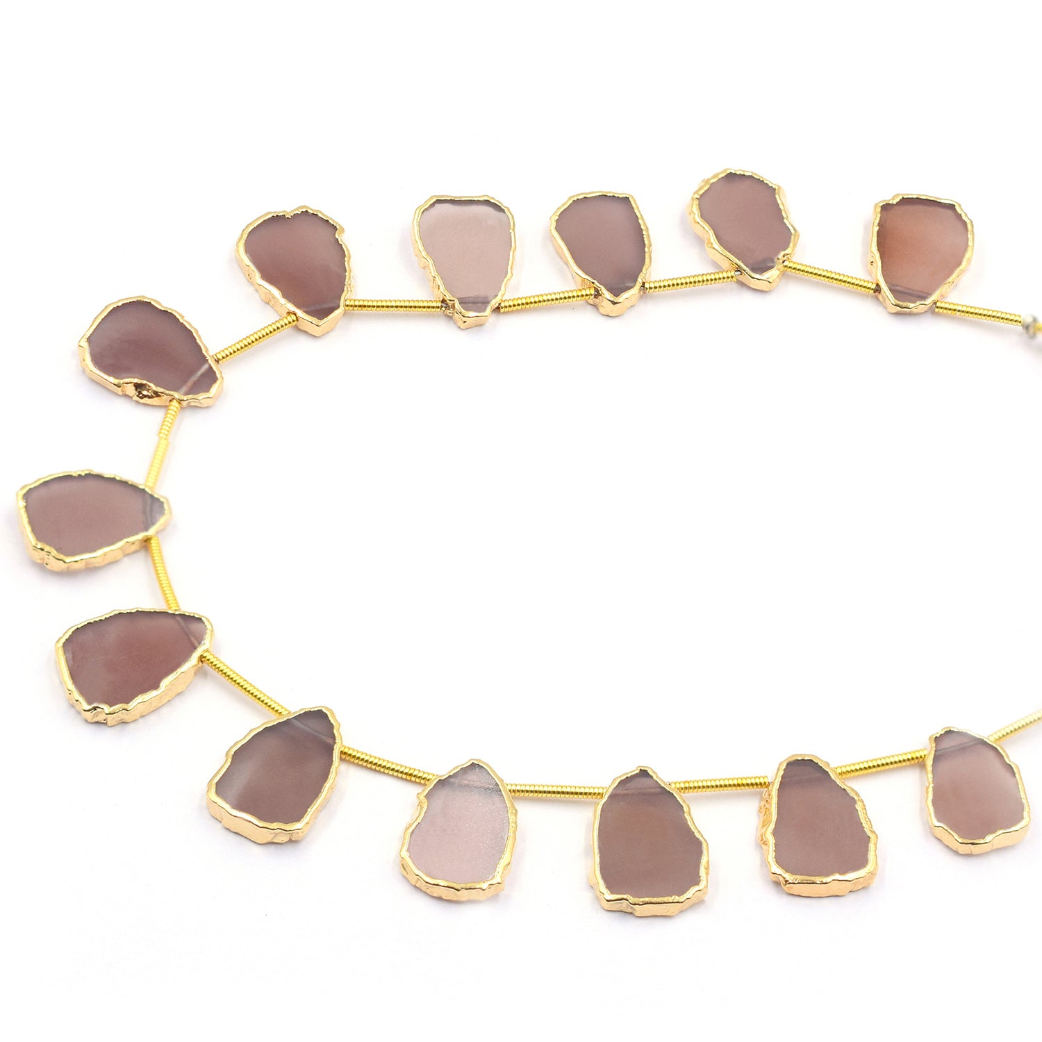 Unique Brown Chocolate Moonstone Uneven pendant in gold frame