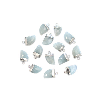 Aquamarine 14X10 MM Horn Shape Rhodium Electroplated Pendant