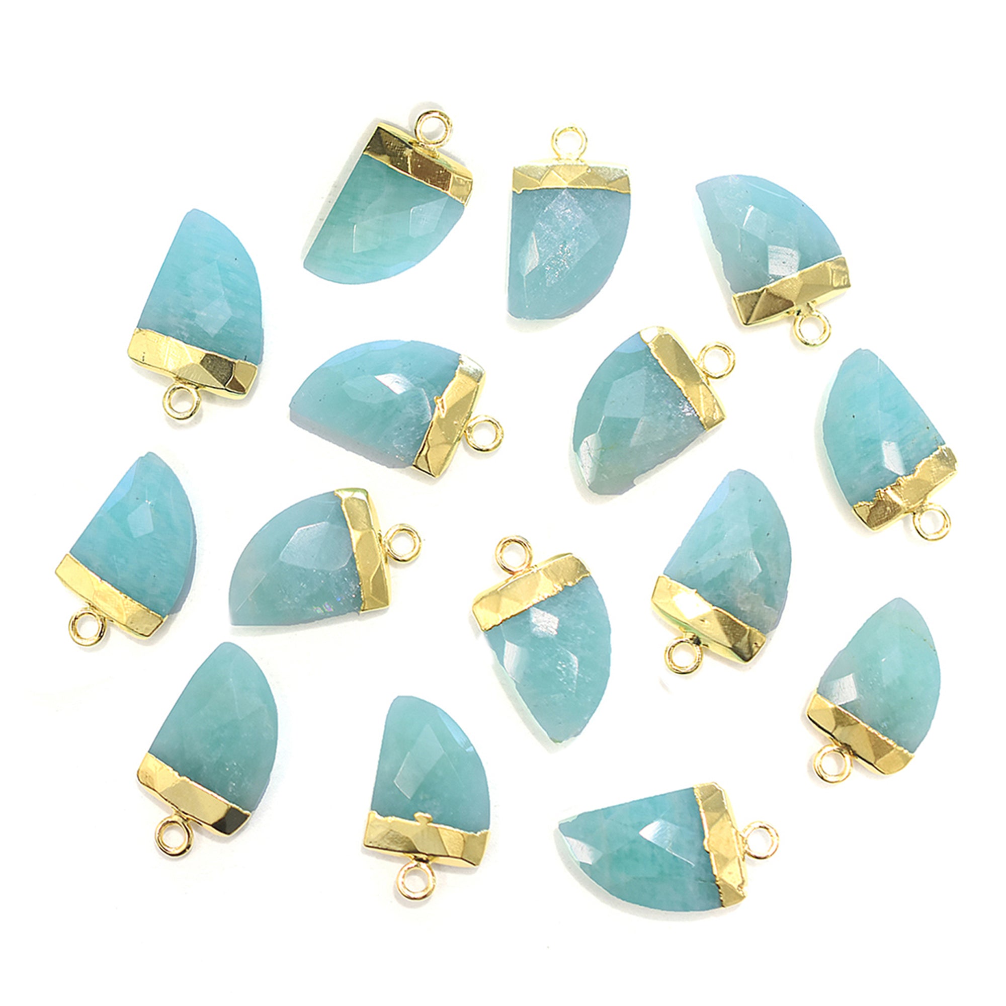Amazonite 14X10 MM Horn Shape Gold Electroplated Pendant
