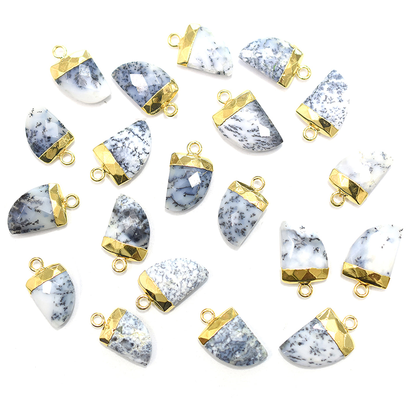 Dendritic Opal 14X10 MM Horn Shape Gold Electroplated Pendant