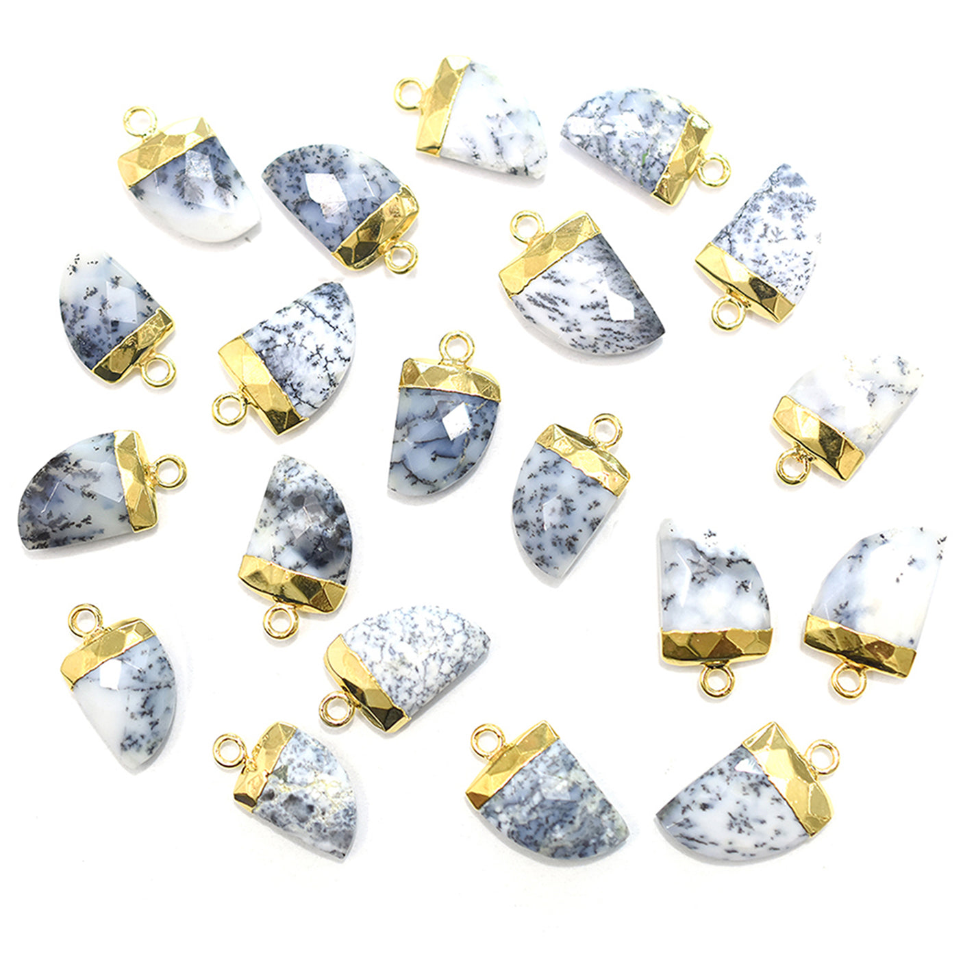 Gold electroplated Dendritic Opal horn pendant