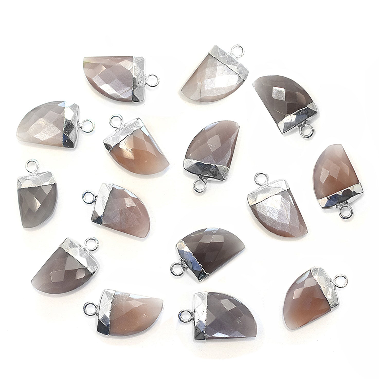 Brown Chocolate Moonstone 14X10 MM Horn Shape Rhodium Electroplated Pendant