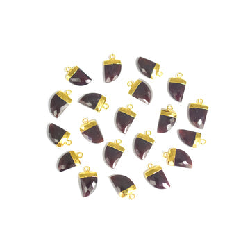 Garnet 14X10 MM Horn Shape Gold Electroplated Pendant