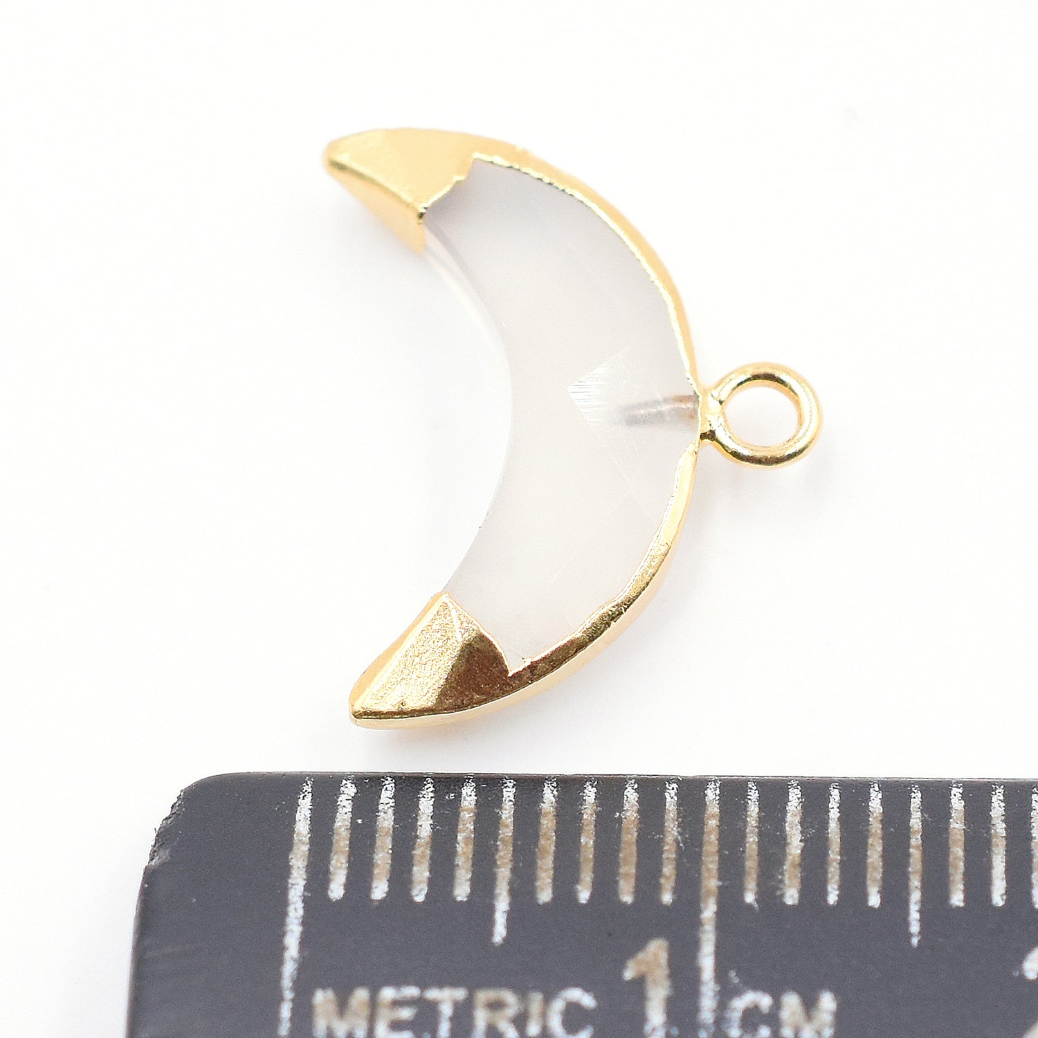 Chalcedony 12X5 MM Moon Shape Gold Electroplated Pendant (Set Of 2 Pcs)
