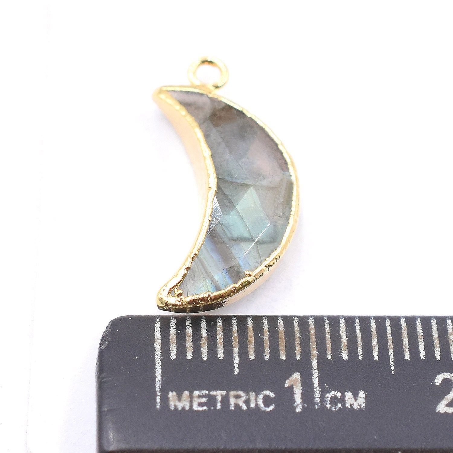 Labradorite 12X5 MM Moon Shape Gold Electroplated Pendant (Set Of 2 Pcs)