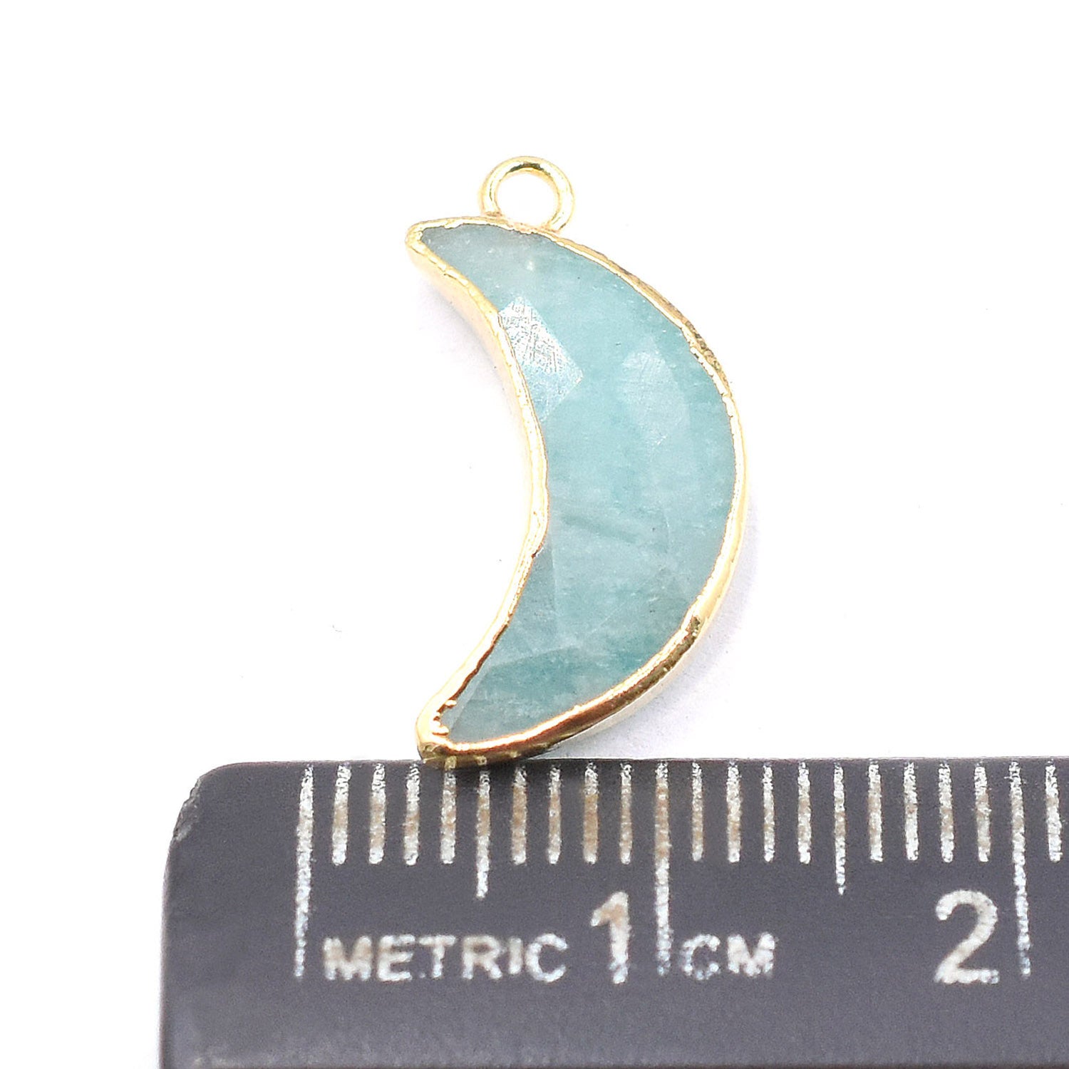 Amazonite 12X5 MM Moon Shape Gold Electroplated Pendant (Set Of 2 Pcs)