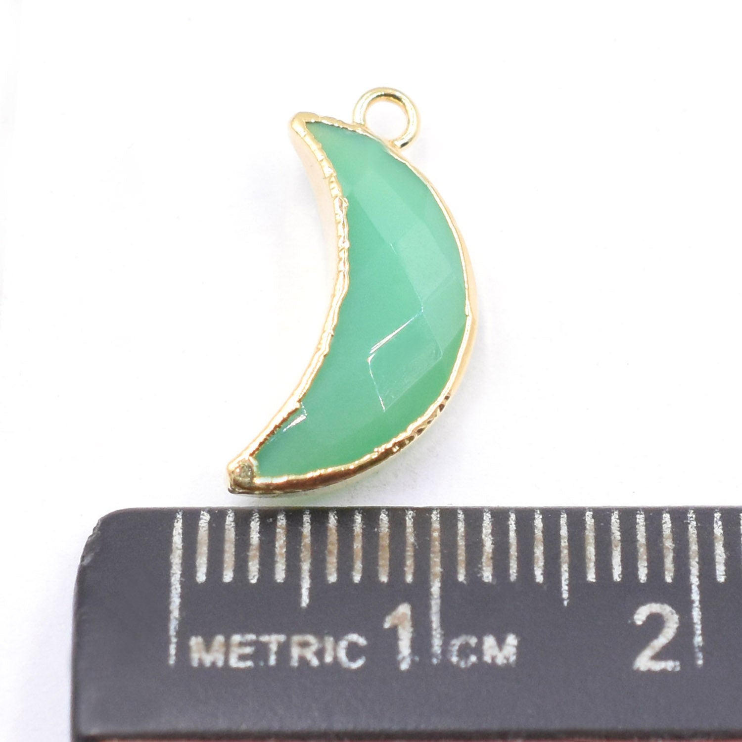 Chrysoprase Chalcedony 12X5 MM Moon Shape Gold Electroplated Pendant (Set Of 2 Pcs)