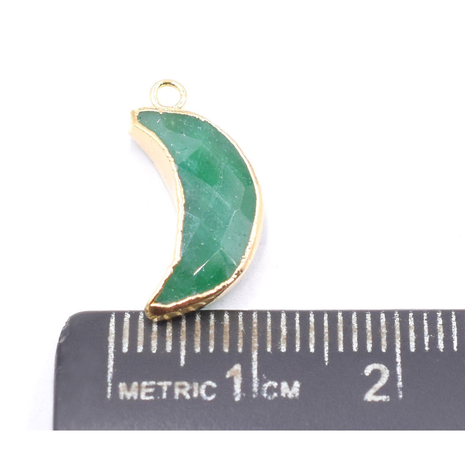 Green Onyx 12X5 MM Moon Shape Gold Electroplated Pendant (Set Of 2 Pcs)