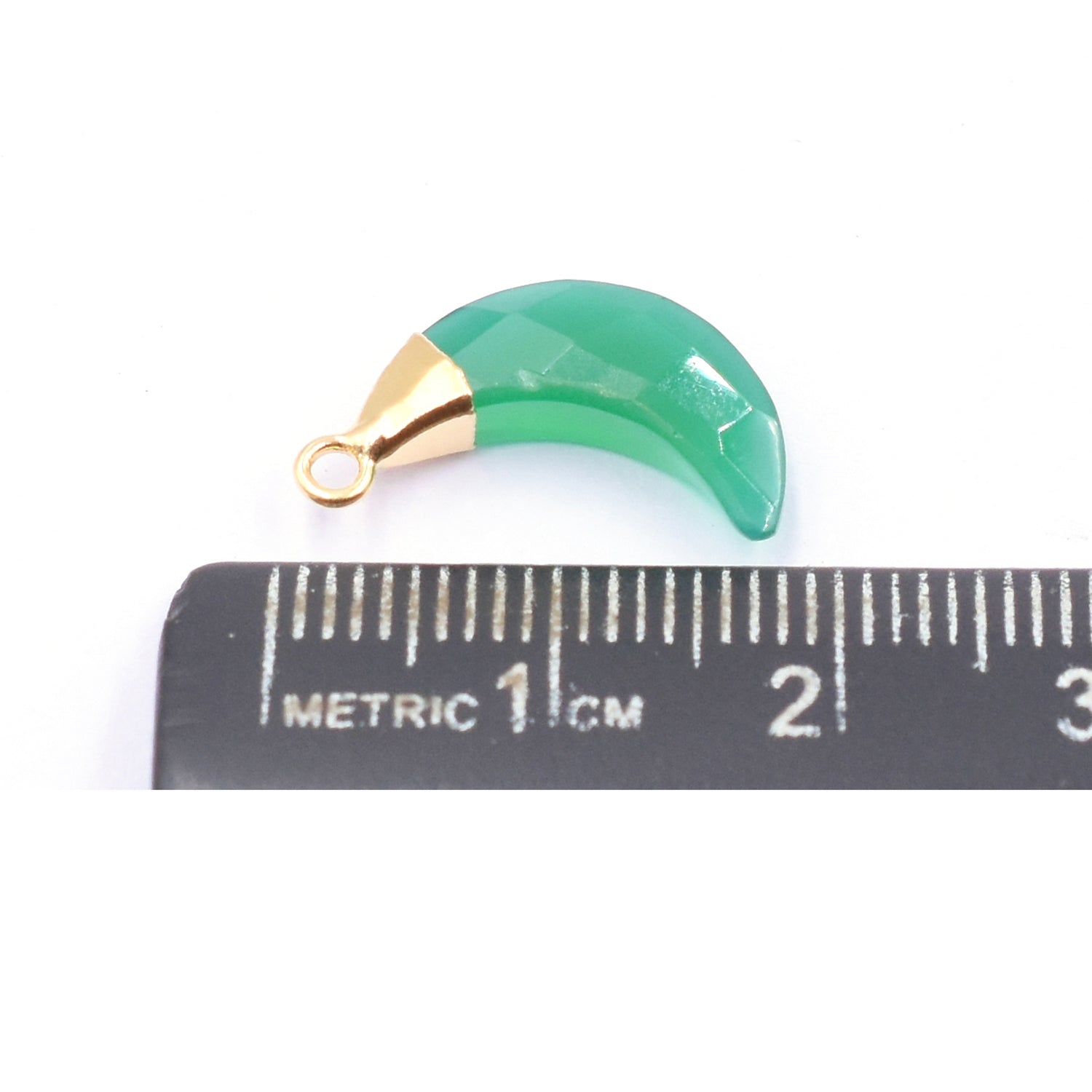 Green Onyx 12X5 MM Moon Shape Gold Electroplated Pendant (Set Of 2 Pcs)