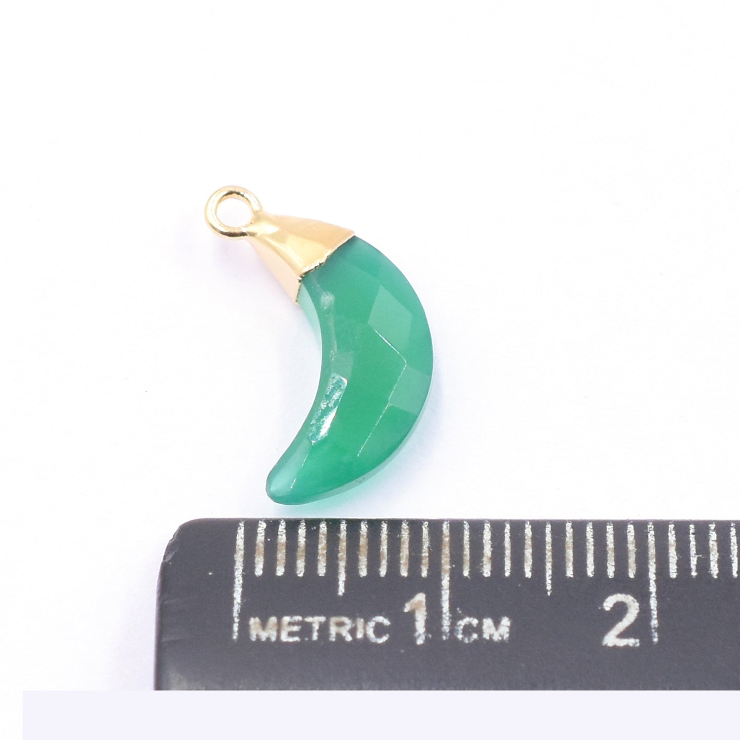 Green Onyx 12X5 MM Moon Shape Gold Electroplated Pendant (Set Of 2 Pcs)