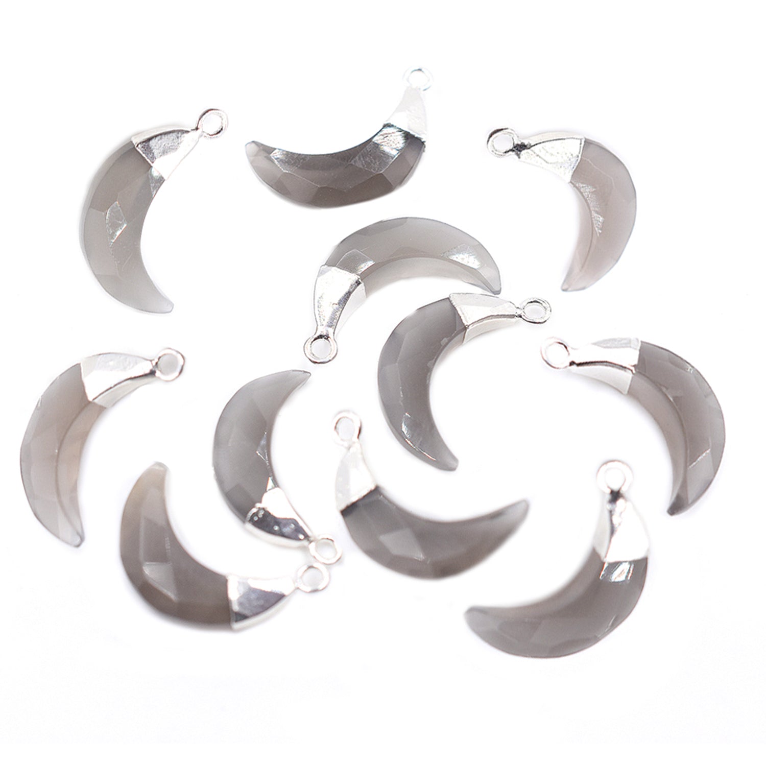 silver electroplated Gray Moonstone moon pendant