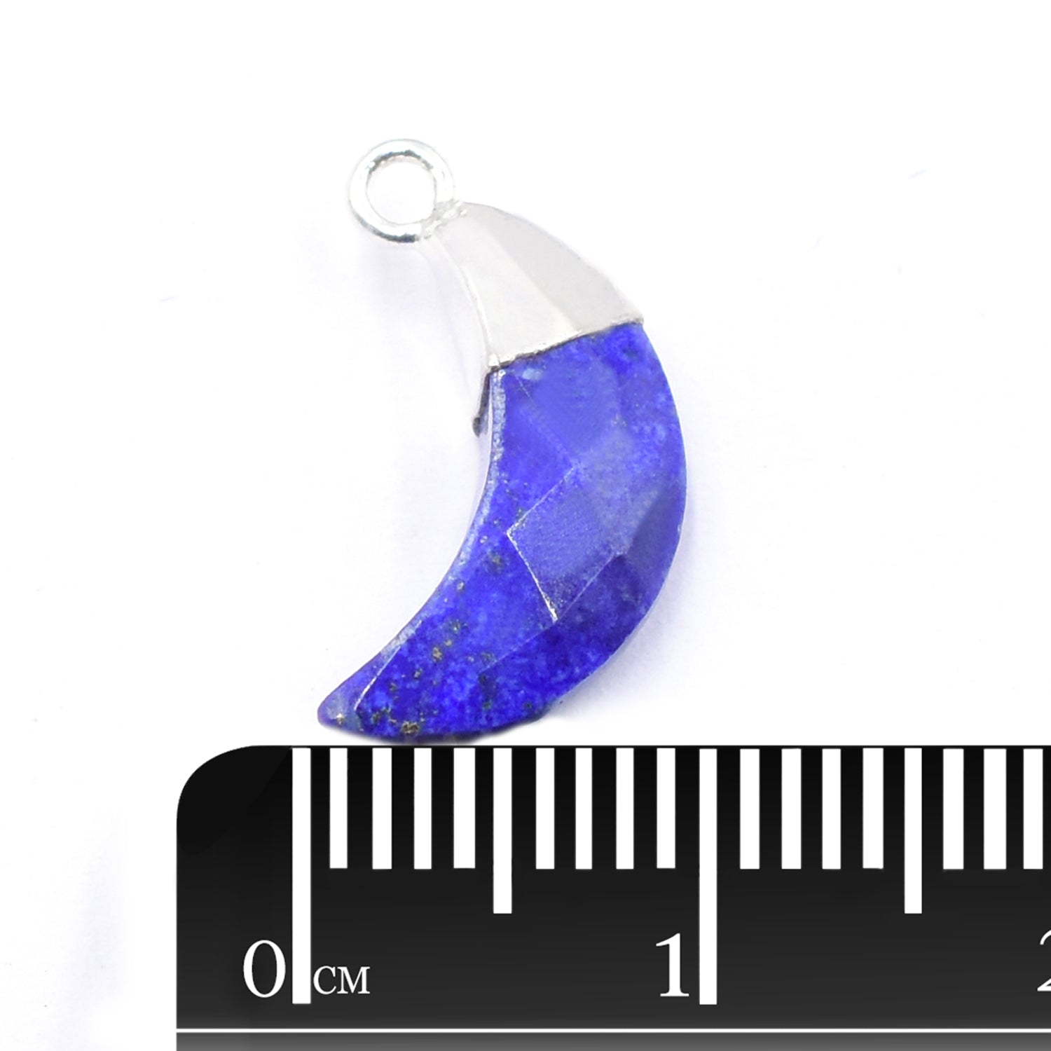 Lapis Lazuli 12X5 MM Moon Shape Rhodium Electroplated Pendant (Set Of 2 Pcs)
