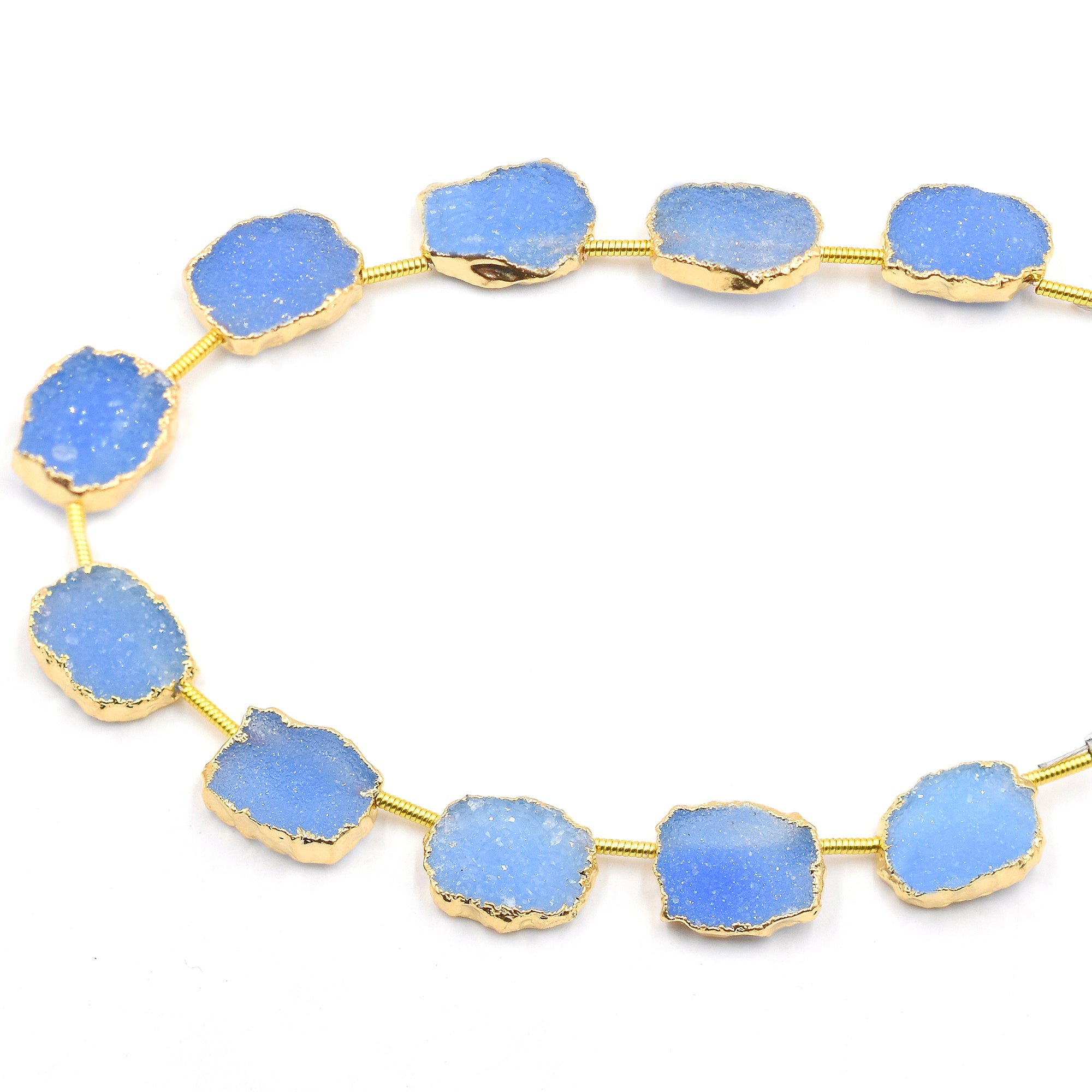 Sparkling Blue Druzy Rectangle pendant in gold frame