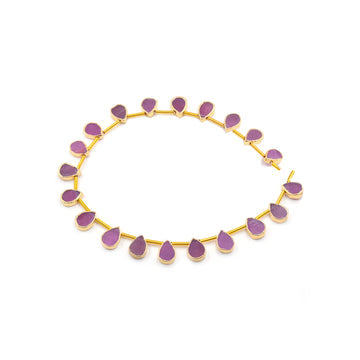 Ruby Corundum Pear Electroplated Strand