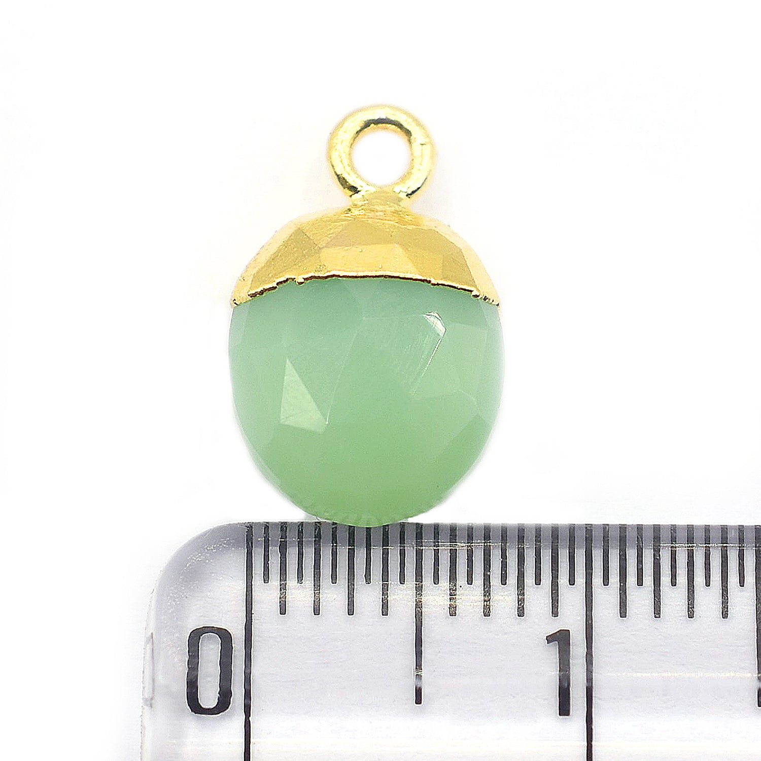 Chrysoprase Chalcedony 10X8 MM Oval Shape Gold Electroplated Pendant (Set Of 2 Pcs)