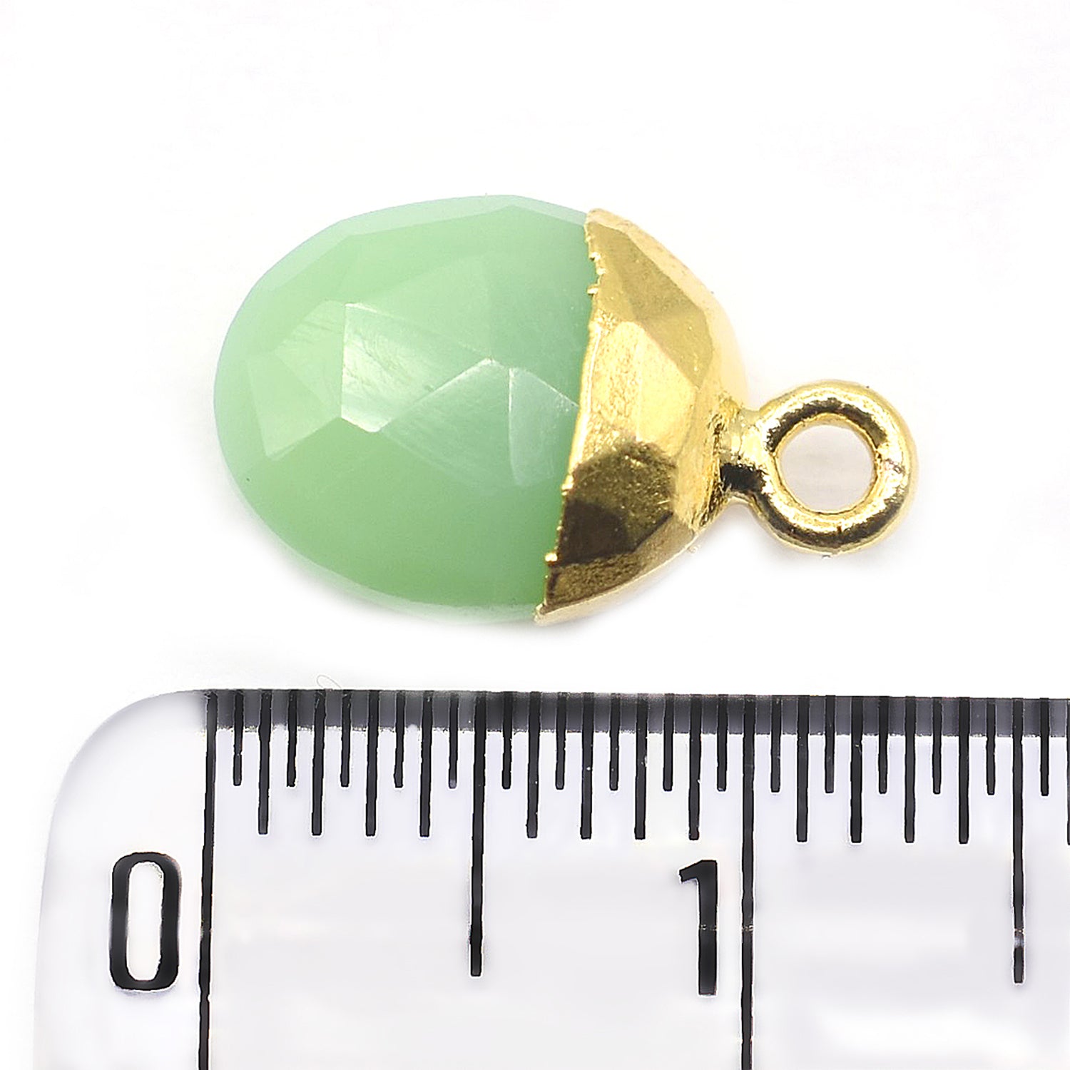 Chrysoprase Chalcedony 10X8 MM Oval Shape Gold Electroplated Pendant (Set Of 2 Pcs)