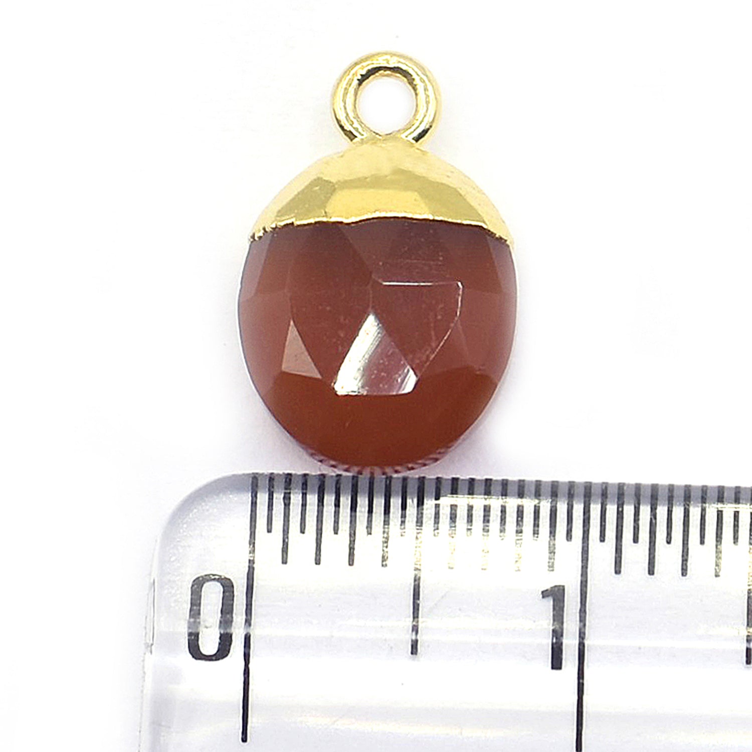 Red Agate 10X8 MM Oval Shape Gold Electroplated Pendant (Set Of 2 Pcs)