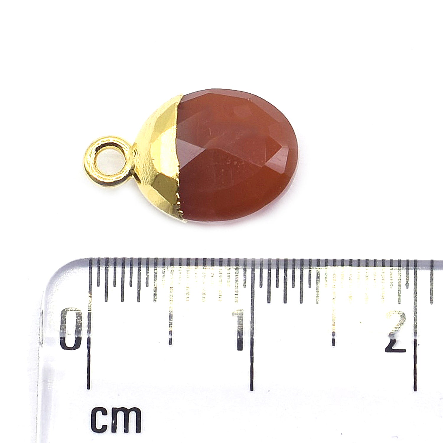 Red Agate 10X8 MM Oval Shape Gold Electroplated Pendant (Set Of 2 Pcs)