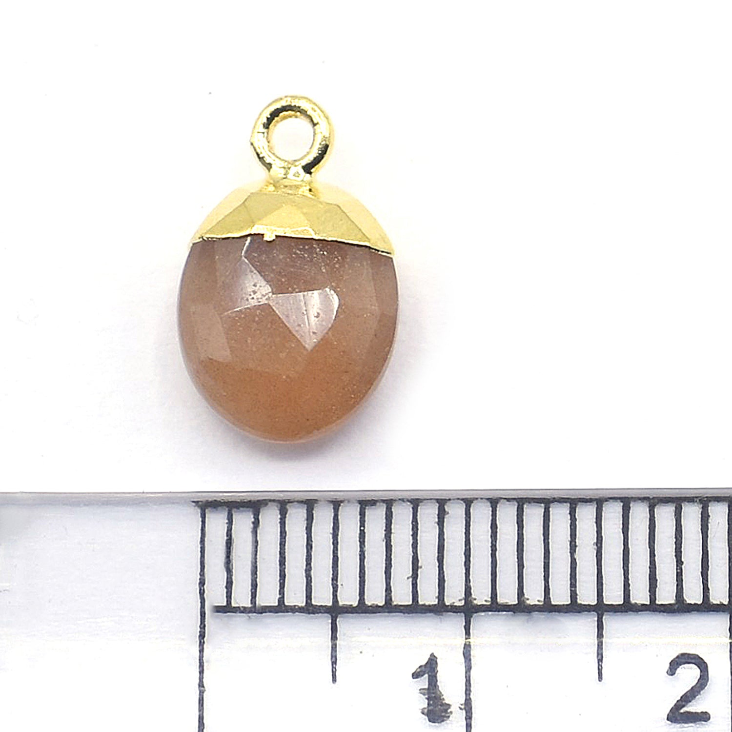 Peach Moonstone Oval Shape 10 x 8 MM Gold Electroplated Pendant (Set Of 2 Pcs)