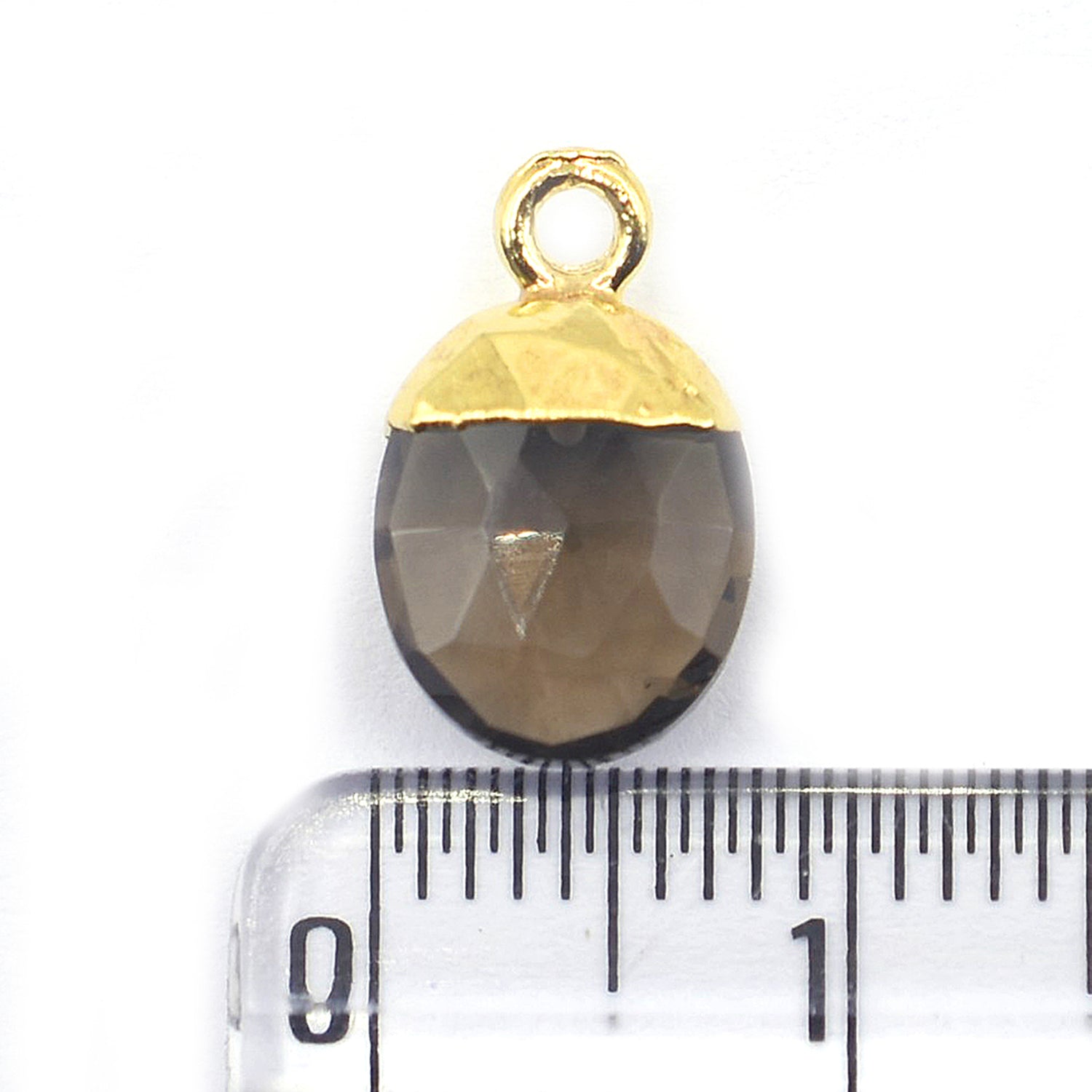 Smoky Quartz 10X8 MM Oval Shape Gold Electroplated Pendant (Set Of 2 Pcs)