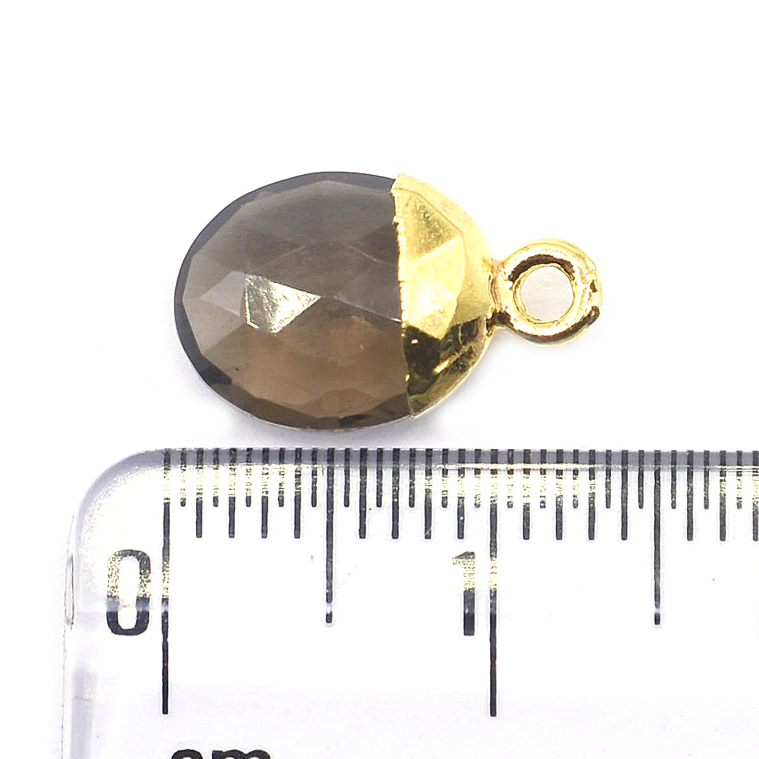 Smoky Quartz 10X8 MM Oval Shape Gold Electroplated Pendant (Set Of 2 Pcs)