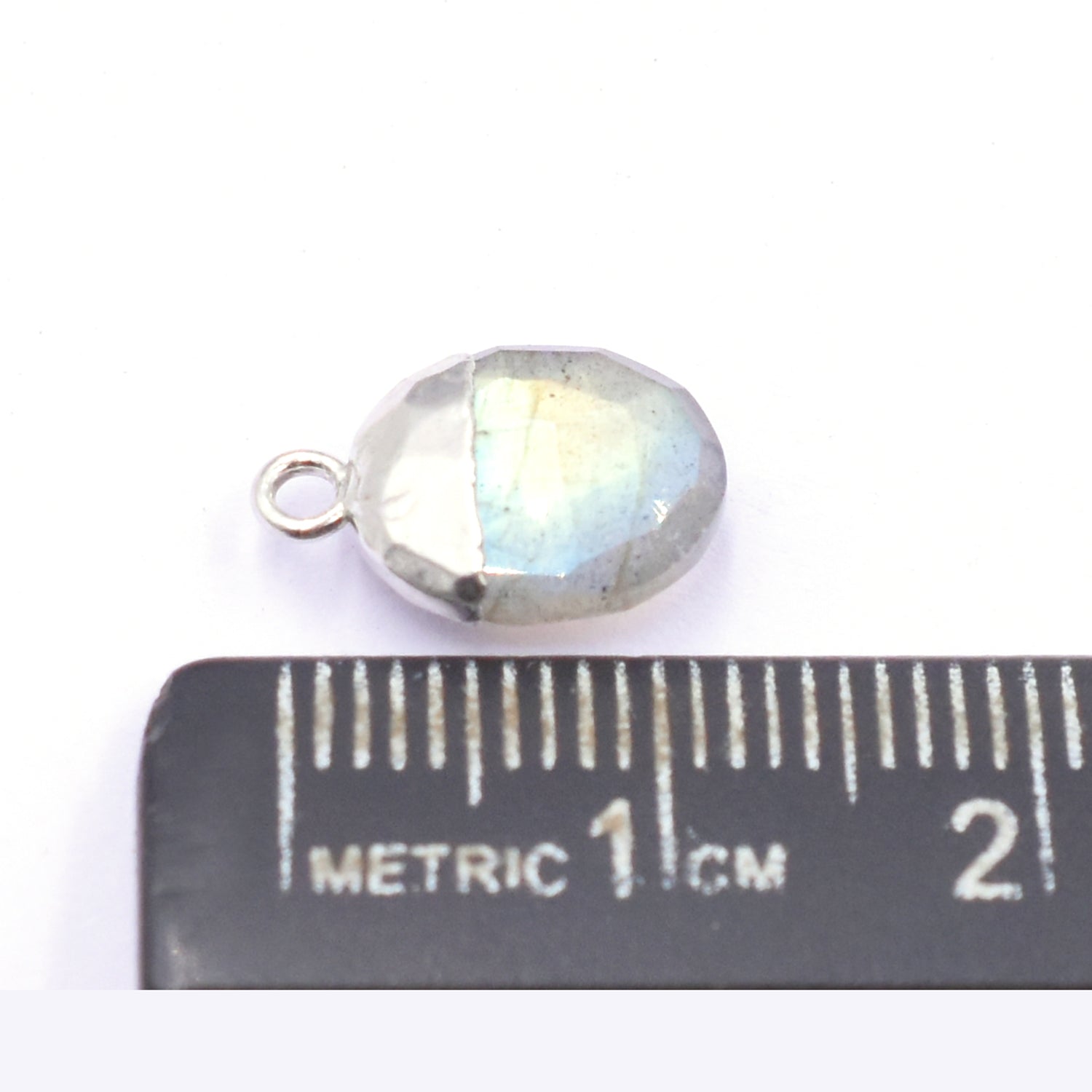 Labradorite 10X8 MM Oval Shape Rhodium Electroplated Pendant (Set Of 2 Pcs)